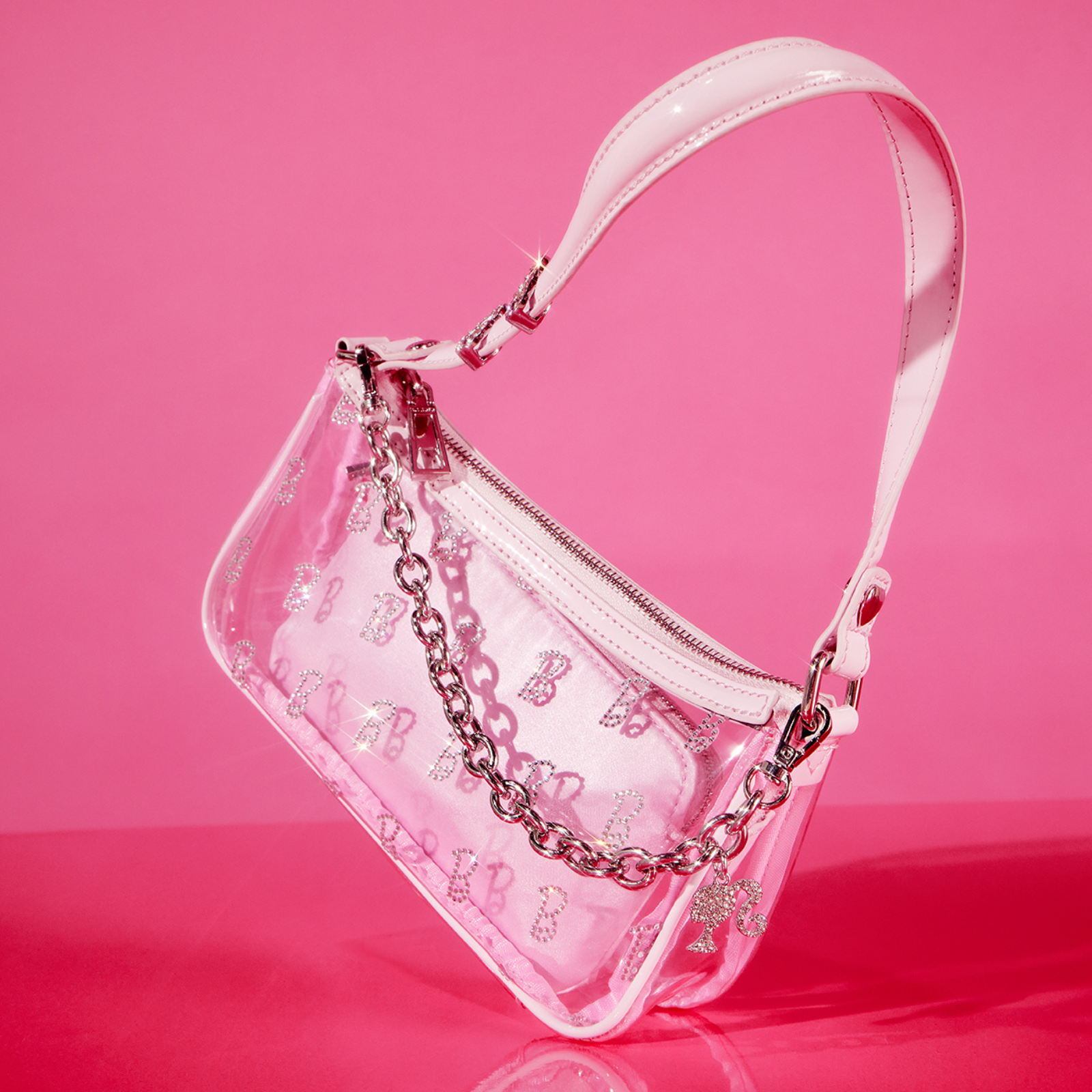 Barbie Purse Hand Bag Pink Short Strap Clutch Studded Net Web Doll  Accessories | eBay