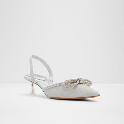 Aldo Women's Pillow Walk Comfortable Heeled Shoes Boucletta Silver