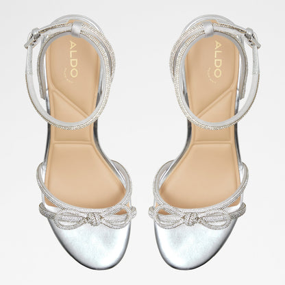 Aldo Women's Pillow Walk Comfortable Heeled Sandals Bouclette Silver