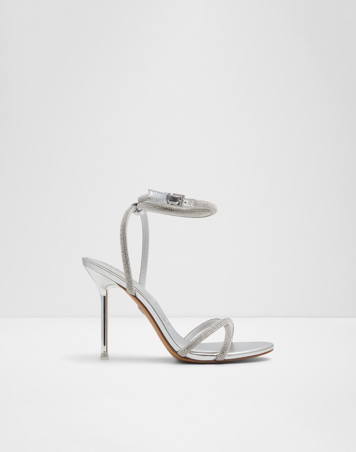 Aldo Women's Pillow Walk Comfortable Heeled Sandals Manaelden Silver