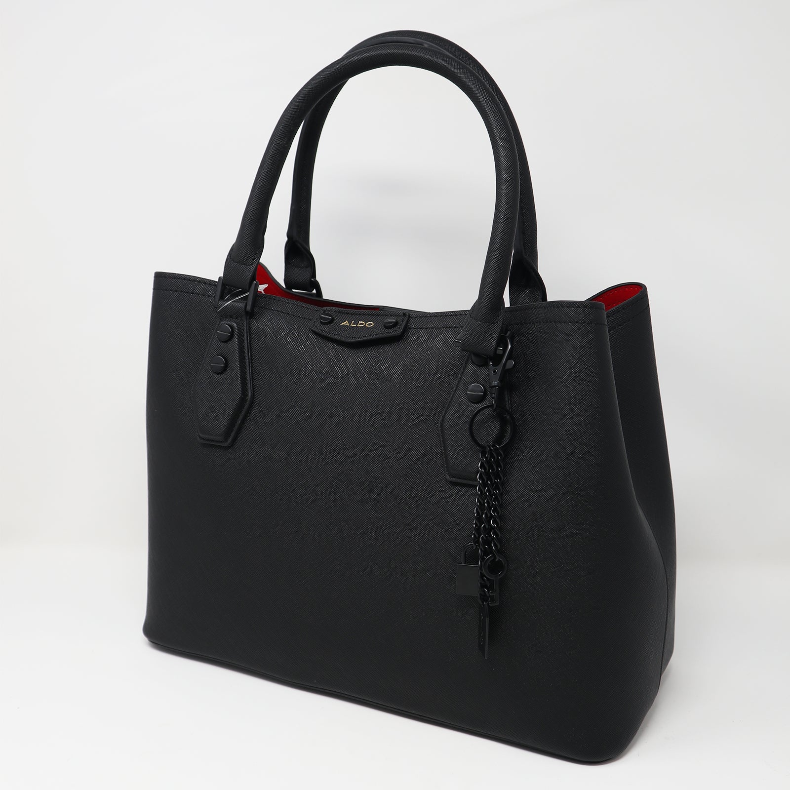 Black tote bag with red lining sale