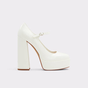 Elegant Mary Jane Shoes For Women, White Buckle Decor Platform Shoes