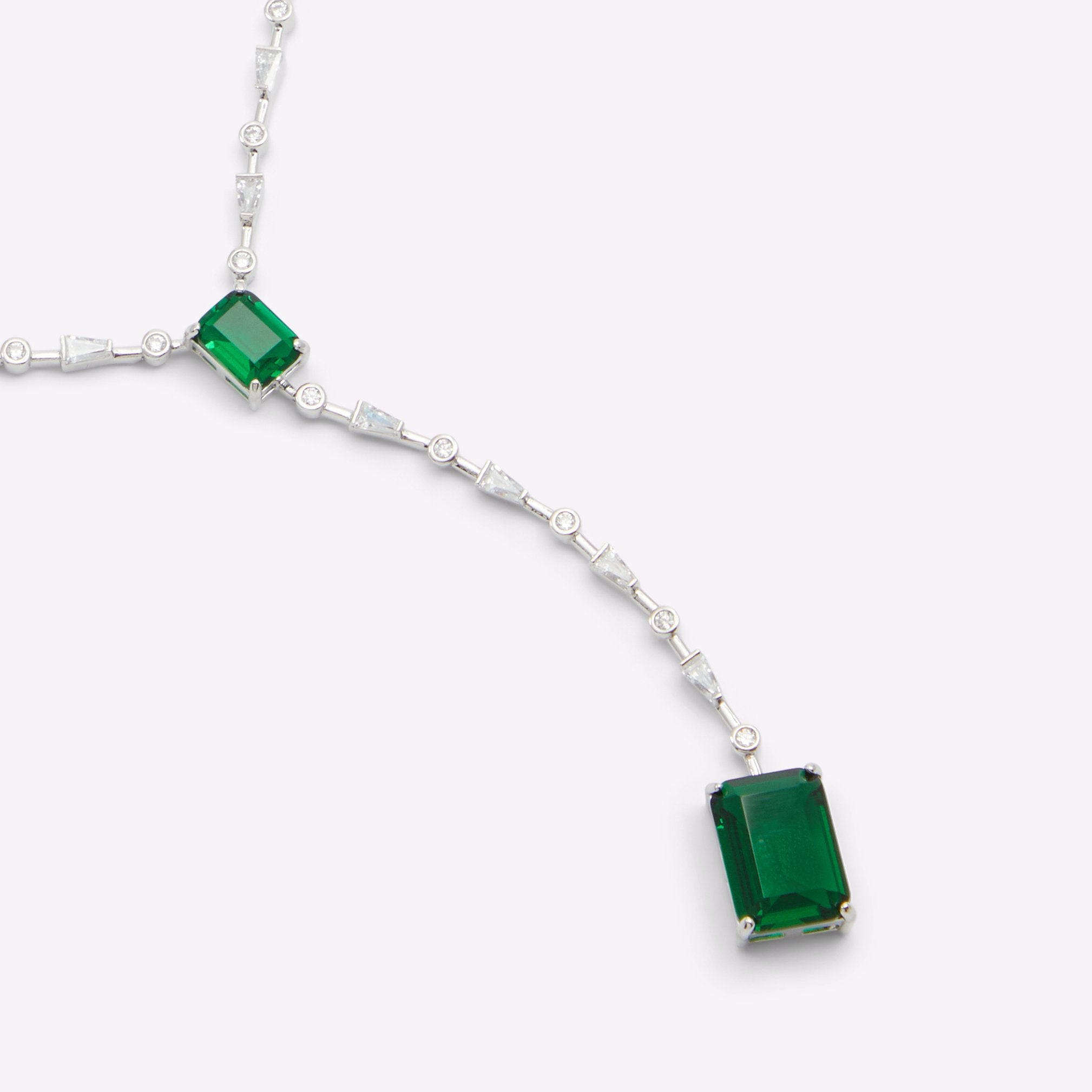 Aldo Women's Silver Drop Necklace Baguet (Dark Green) – ALDO UK