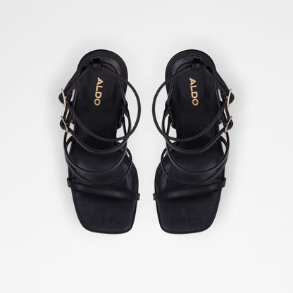 Aldo Women's Pillow Walk Comfortable Strappy Platform Heeled Sandals Darling Black