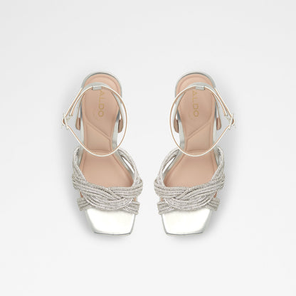 Aldo Women's Pillow Walk Comfortable Block Heeled Strappy Sandals Glimma Silver