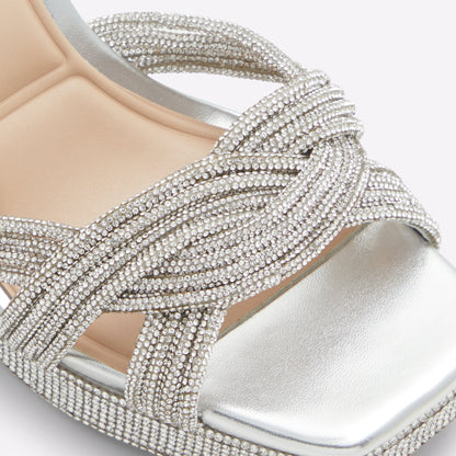 Aldo Women's Pillow Walk Comfortable Block Heeled Strappy Sandals Glimma Silver
