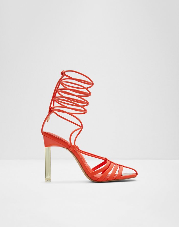 Aldo Women's Pillow Walk Comfortable Lace Up Heeled Sandals Luweth Orange