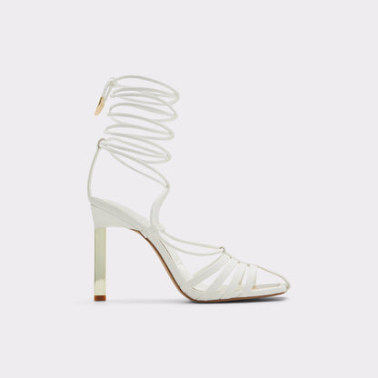 Aldo Women's Pillow Walk Comfortable Lace Up Heeled Sandals Luweth White
