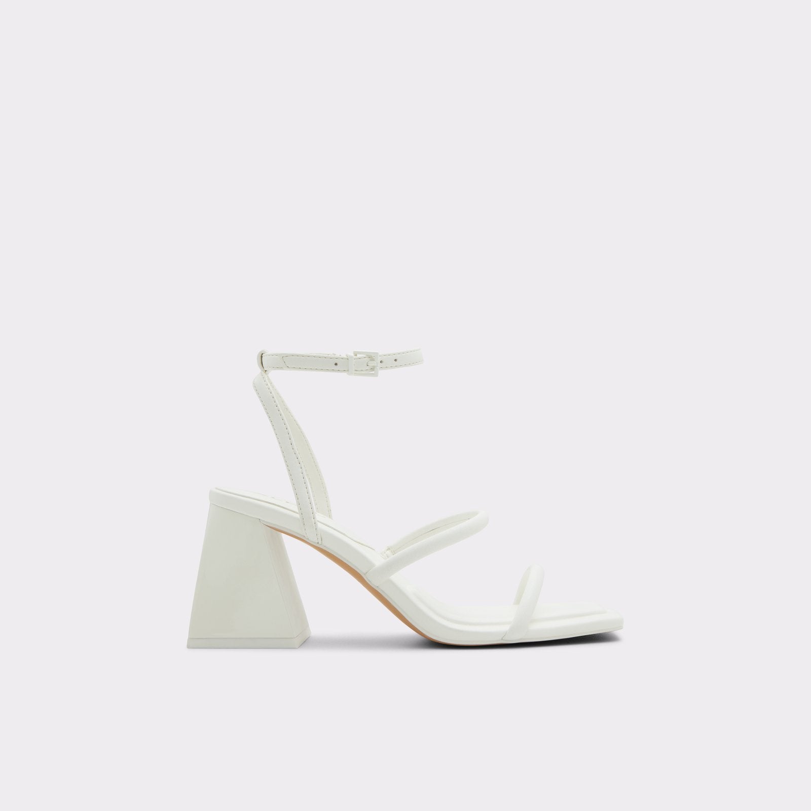 OFFICE Marina Ankle Strap Low Block Heels White Leather - Mid Heels