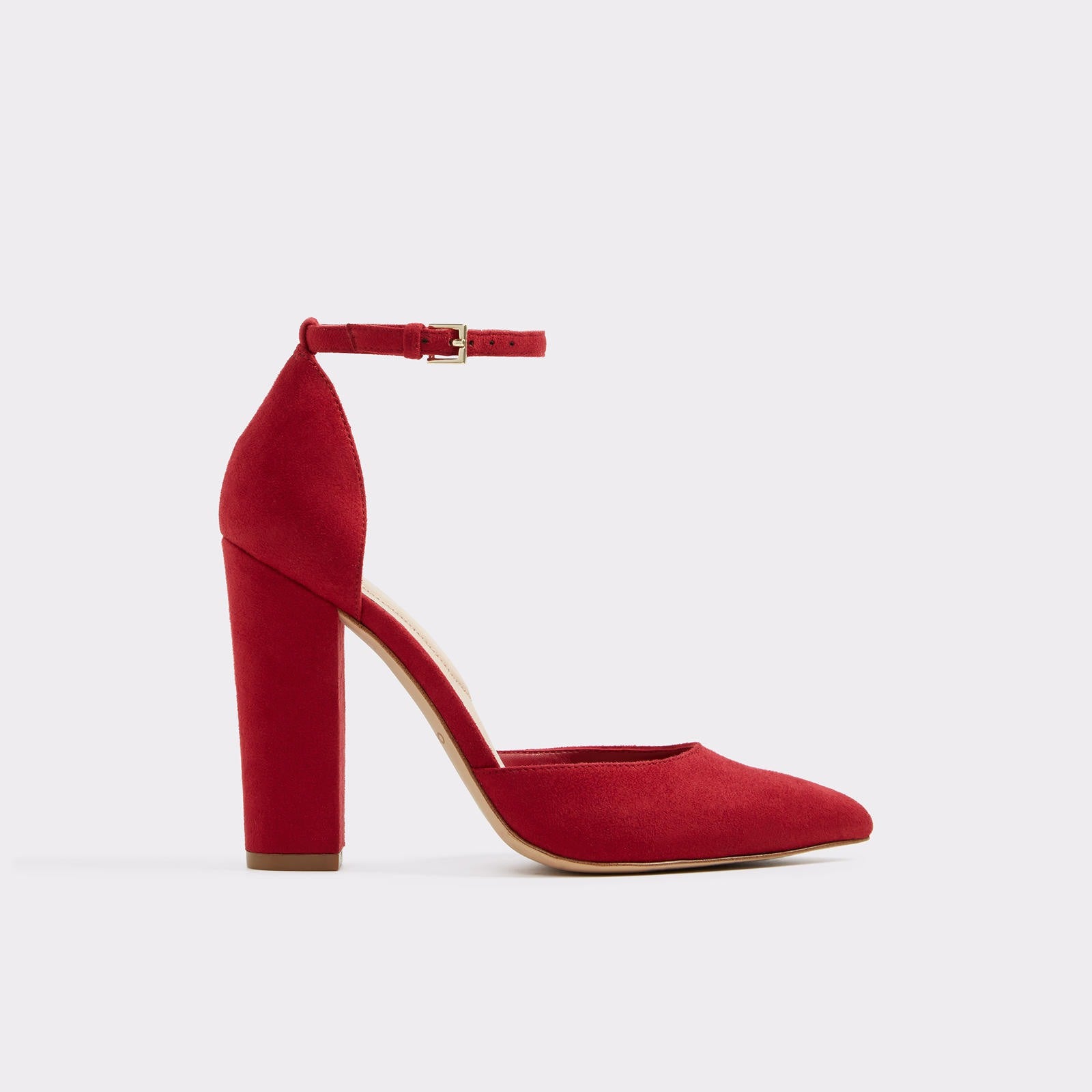 Red court shoes with ankle strap Clearance